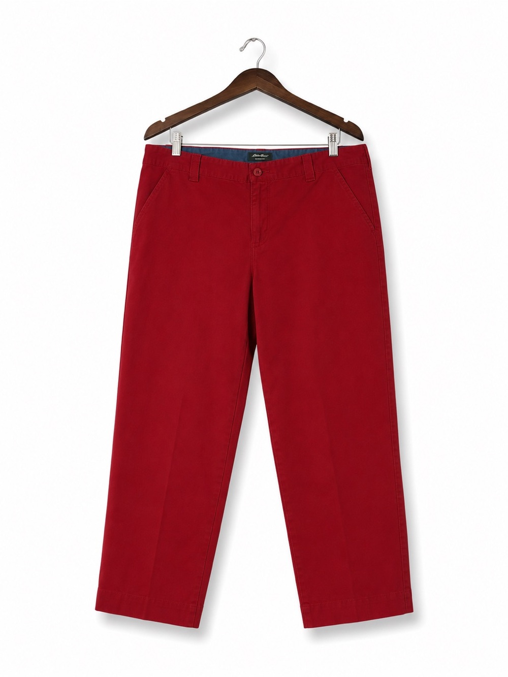 Eddie Bauer Rust Red Chino Crop Pants Womens 12 Straight Leg Capsule Wardrobe